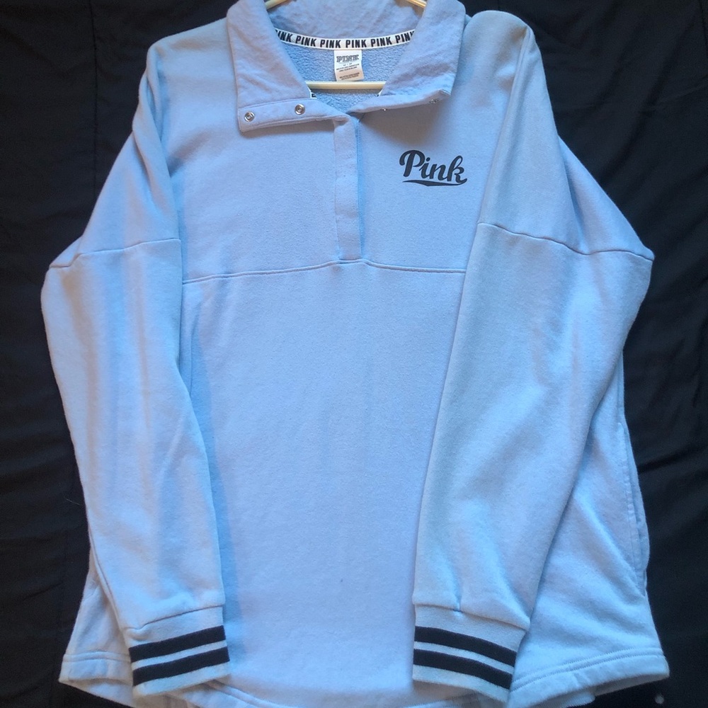 Pink Tunic like crew sweatshirt size Medium blue and navy/black